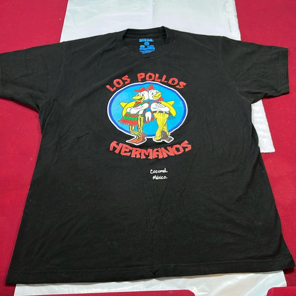 “Los Pollos Hermanos” black T-Shirt men’s large cotton breaking bad tv show top
